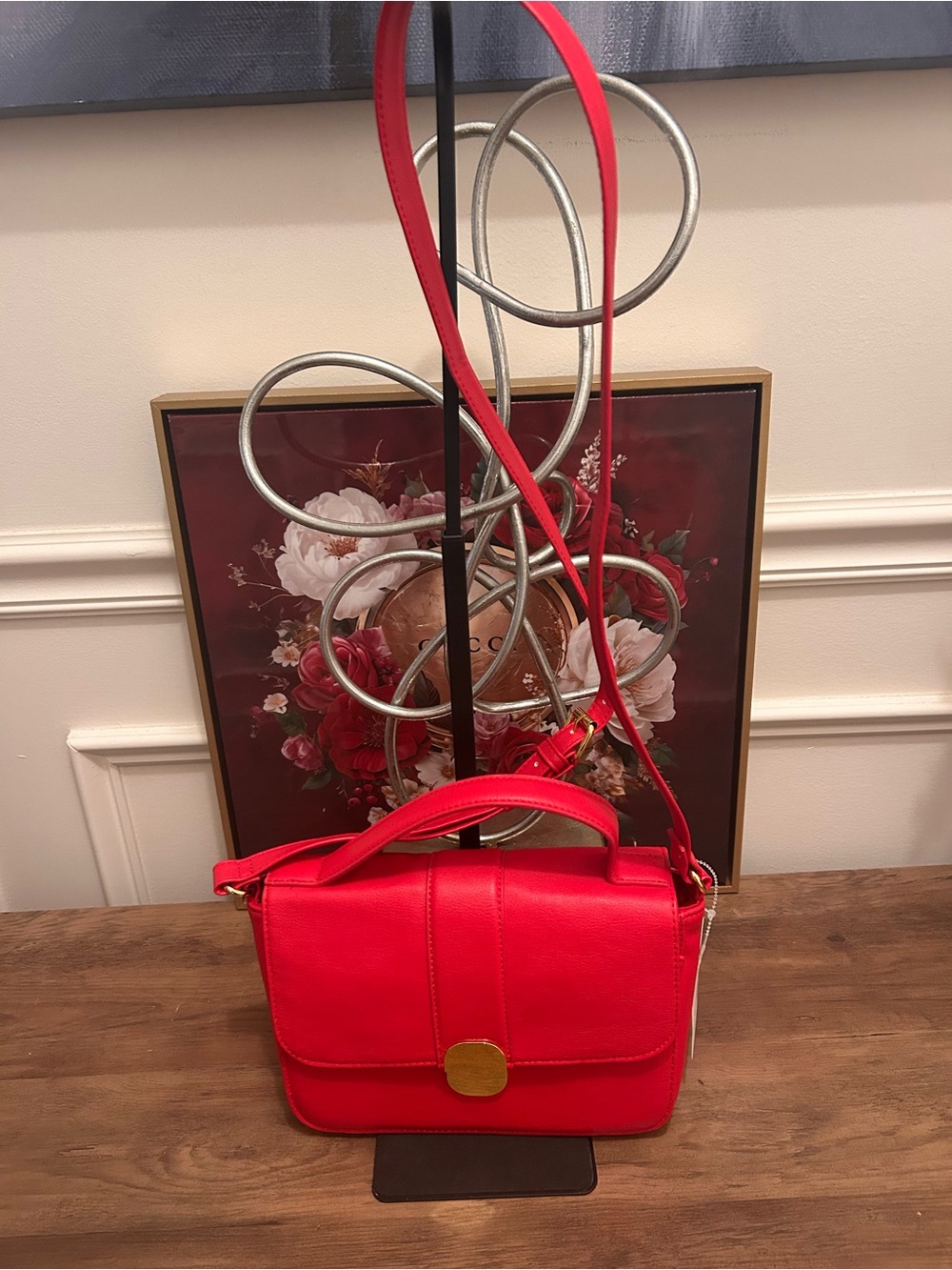 Time and Tru Red Leather Crossbody Satchel - Unbranded